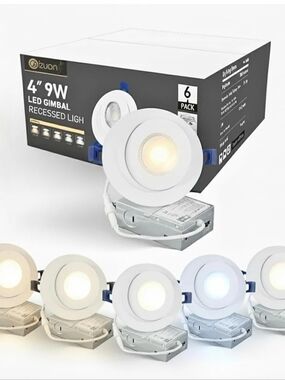 4" 9W LED Gimbal Recessed Light - White (6 Pack)